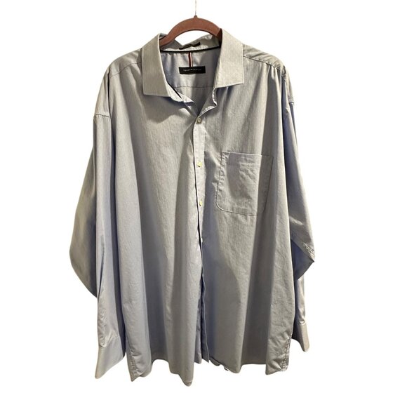 🍒 2/$20 🍒 Men's Tommy Hilfiger Button-up Shirt Blue with White Pattern sz 2XL - Picture 1 of 9